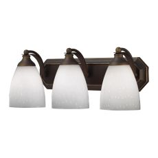 Bath And Spa 3 Light Vanity In Aged Bronze And Simple White Glass
