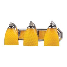 Bath And Spa 3 Light Vanity In Polished Chrome And Canary Glass