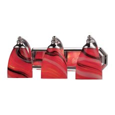 Bath And Spa 3 Light Vanity In Polished Chrome And Candy Glass