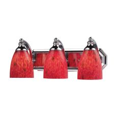 Bath And Spa 3 Light Vanity In Polished Chrome And Fire Red Glass