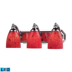 Bath And Spa 3 Light Led Vanity In Polished Chrome And Fire Red Glass