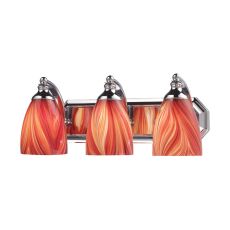 Bath And Spa 3 Light Vanity In Polished Chrome And Multi Glass