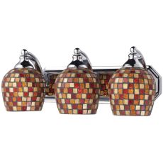 Bath And Spa 3 Light Vanity In Polished Chrome And Multi Fusion Glass