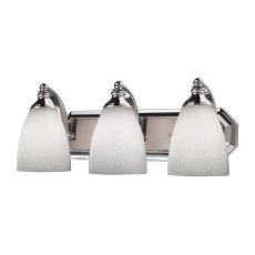 Bath And Spa 3 Light Vanity In Polished Chrome And Simple White Glass