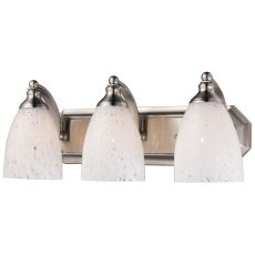 Bath And Spa 3 Light Vanity In Satin Nickel And Snow White Glass