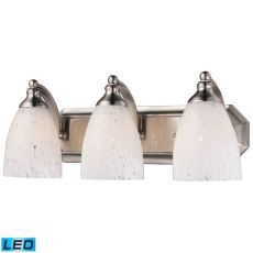 Bath And Spa 3 Light Led Vanity In Satin Nickel And Snow White Glass