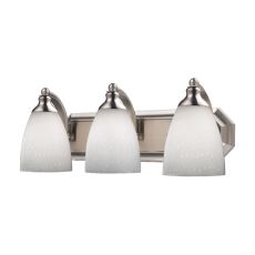 Bath And Spa 3 Light Vanity In Satin Nickel And Simple White Glass