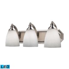Bath And Spa 3 Light Led Vanity In Satin Nickel And Simple White Glass