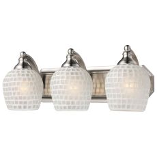 Bath And Spa 3 Light Vanity In Satin Nickel And White Glass