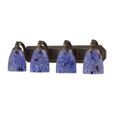 Bath And Spa 4 Light Vanity In Aged Bronze And Starburst Blue Glass