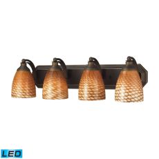 Bath And Spa 4 Light Led Vanity In Aged Bronze And Cocoa Glass
