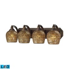 Bath And Spa 4 Light Led Vanity In Aged Bronze And Gold Leaf Glass