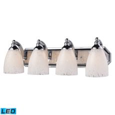 Bath And Spa 4 Light Led Vanity In Polished Chrome And Snow White Glass