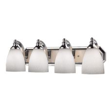 Bath And Spa 4 Light Vanity In Polished Chrome And Simple White Glass