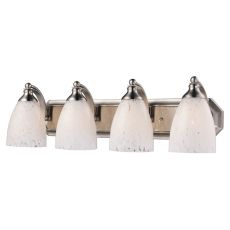 Bath And Spa 4 Light Vanity In Satin Nickel And Snow White Glass