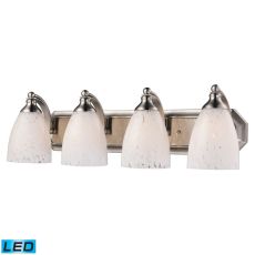 Bath And Spa 4 Light Led Vanity In Satin Nickel And Snow White Glass