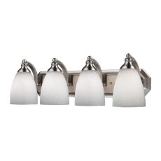 Bath And Spa 4 Light Vanity In Satin Nickel And Simple White Glass