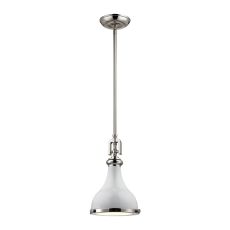 Rutherford 1 Light Pendant In Polished Nickel And Gloss White