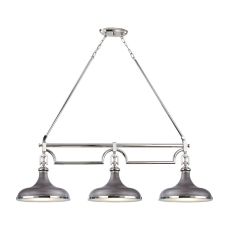 Rutherford 3 Light Island In Weathered Zinc And Polished Nickel