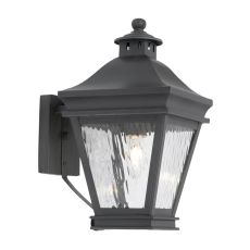 Landings Outdoor Wall Lantern In Charcoal And Water Glass