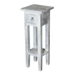 Shutter End Table White Washed