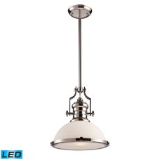 Chadwick 1 Light Led Pendant In Polished Nickel With White Glass
