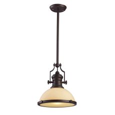 Chadwick 1 Light Pendant In Oiled Bronze And Amber Glass