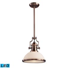 Chadwick 1 Light Led Pendant In Antique Copper And White Glass