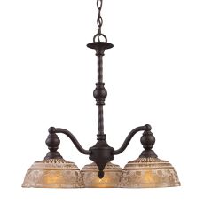 Norwich 3 Light Chandelier In Oiled Bronze And Amber Glass