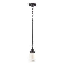 Quinton Parlor 1 Light Pendant In Oiled Bronze And White Glass