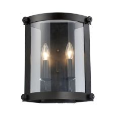 Chesapeake 2 Light Wall Sconce In Oiled Bronze And Clear Glass