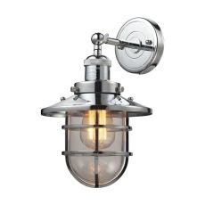 Seaport 1 Light Sconce In Polished Chrome And Clear Glass