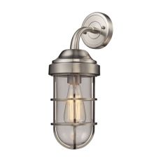 Seaport 1 Light Wall Sconce In Satin Nickel And Clear Glass
