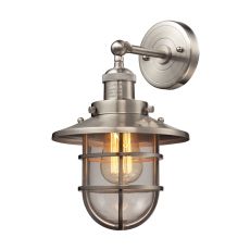 Seaport 1 Light Sconce In Satin Nickel And Clear Glass