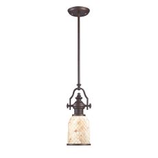 Chadwick 1 Light Pendant In Oiled Bronze And Cappa Shells