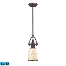 Chadwick 1 Light Led Pendant In Oiled Bronze And Cappa Shells