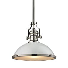 Chadwick 1 Light Pendant In Gloss White And Polished Nickel