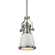 Chadwick 1 Light Pendant In Gloss White And Satin Nickel