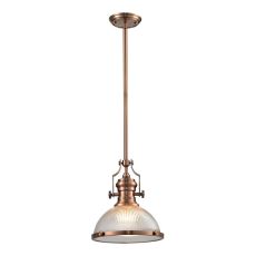 Chadwick 1 Light Pendant In Antique Copper And Halophane Glass