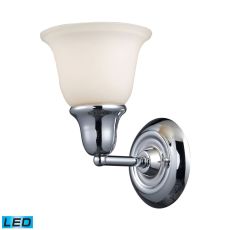 Berwick 1 Light Led Wall Sconce In Polished Chrome And White Glass