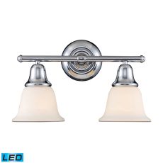 Berwick 2 Light Led Vanity In Polished Chrome And White Glass