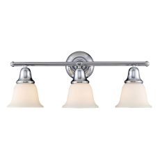Berwick 3 Light Vanity In Polished Chrome And White Glass