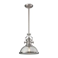 Chadwick 1 Light Pendant In Satin Nickel And Seeded Glass