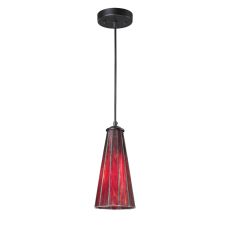 Lumino 1 Light Pendant In Matte Black And Inferno Red