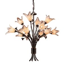 Fioritura 12 Light Chandelier In Deep Rust And Crystal Droplets