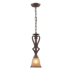 Lawrenceville 1 Light Pendant In Mocha With Antique Amber Glass
