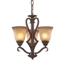 Lawrenceville 3 Light Chandelier In Mocha With Antique Amber Glass