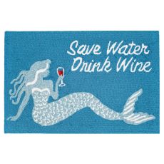 Liora Manne Frontporch Save Water Drink Wine Indoor/Outdoor Rug Ocean 20"X30"