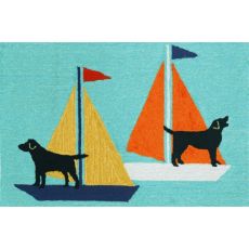 Sailing Dogs Indoor/Outdoor Rug Blue