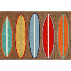 Liora Manne Frontporch Surfboards Indoor/Outdoor Rug - Brown, 30" By 48"